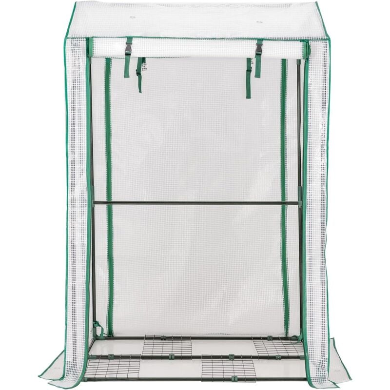 Serre de Jardin avec 4 Niveaux d'étagères, Serre pour Plantes avec Housse de Protection et Porte à Enroulement, Serre Résistant aux Intempéries, pour