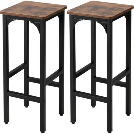GOPLUS Set di 2 Sgabelli da Bar, 2 Sgabelli Cucina Alti con Piedini Regolabili, 2 Sedie Alte da Bar Industriale con Poggiapiedi, per Bar Soggiorno Sala da Pranzo Cucina, 30 x 30 x 71,5 cm