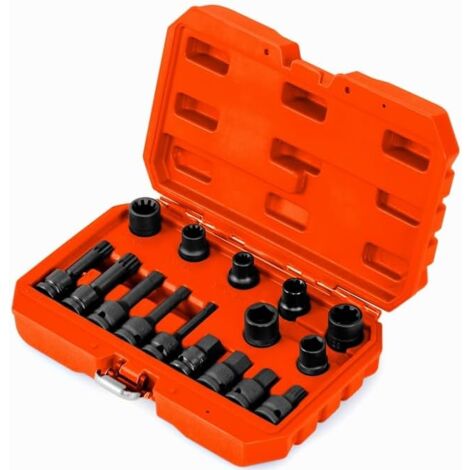 GOPLUS Set di Estrai Viti, Kit Rimuovi Bulloni Facile, 27 Pezzi Estrai Viti con Testa Esagonale da 0,95 cm, Strumenti di Rimozione Bulloni CR-Mo Resistenti per Estrarre Viti Rotte e Dadi (Arancione)