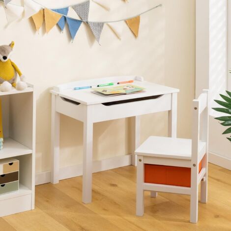 Set Scrivania E Sedia Bambini In Legno Costway | Tavolo Studio Con Cassetti E Organizer - Foto 8
