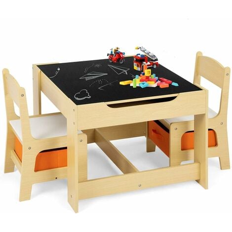 Set tavolino e sedie per bambini in plastica, Tavolino con 2 sedie  adirondack per pausa merenda e relax - Costway