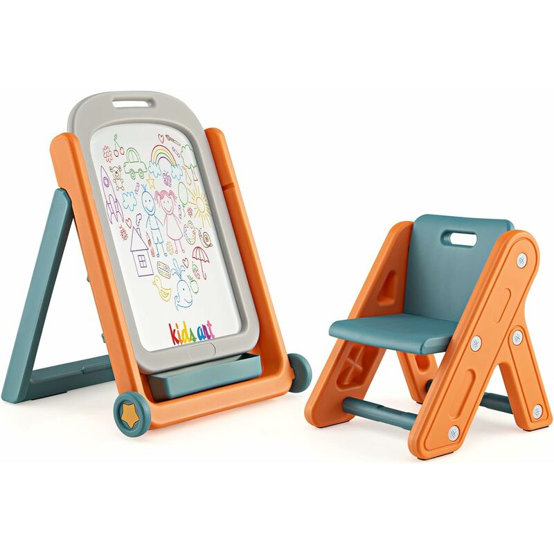 Set Tavolo e Sedia per Bambini, Lavagna Regolabile...