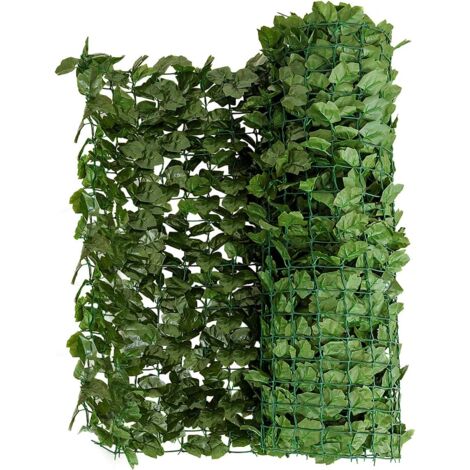 GOPLUS Siepe Artificiale, Foglie di Edera, Rivestimento Decorativo in Rotolo per Recinzioni di Balcone o Giardino, Pianta Artificiale Ideale per Interno ed Esterno, Verde (150 x 300 cm)