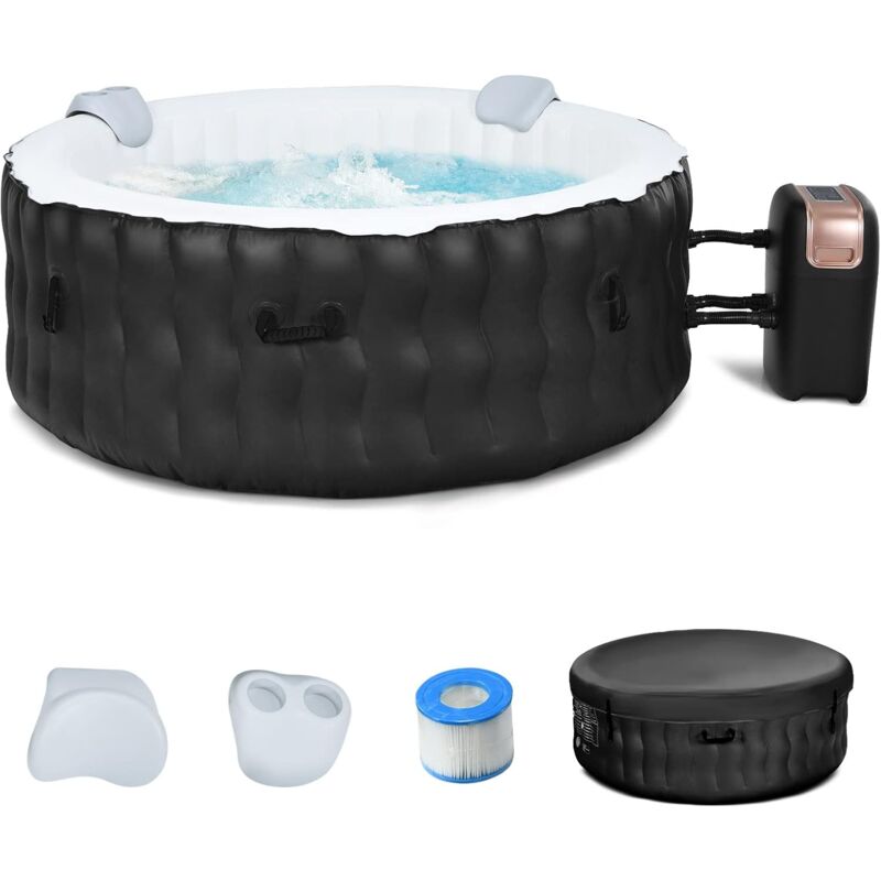 Goplus - Spa Gonflable Rondφ180x70cm 4 Places avec 108 Jets de Massage,Bain a Remous Gonflable avec Fonction de Chauffage et Systeme de