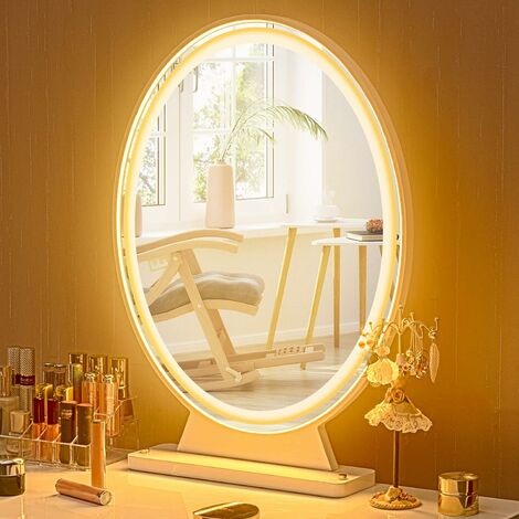 Specchio da tavolo con specchio da tavolo antico credenze girevole a 360° bronzo vintage, ovale boho piano di lavoro piccolo specchio moderno in metallo dorato incorniciato per bagno 
