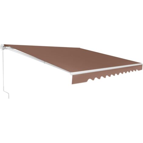 GOPLUS Store Banne Manuel 3Mx2,5M, Auvent de Terrasse Extérieur et Tissu Résistant aux UV avec Manivelle et Angle Réglable 5-35°pour Patio,Balcon,Terrasse (Marron,3x2,5M)