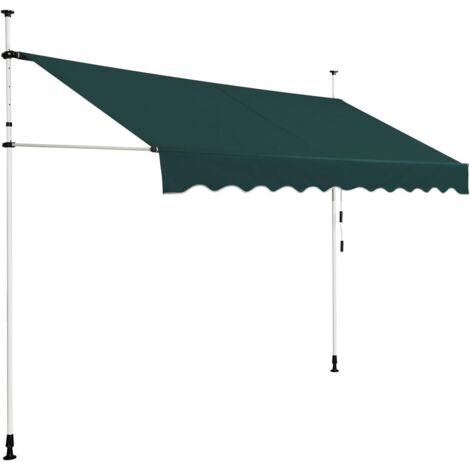GOPLUS Store Banne Manuel Rétractable 4M Auvent Balcon TerrasseRétractable sans Percage Hauteur Réglable 2-3M pour Jardin (Vert,3X1,2M)