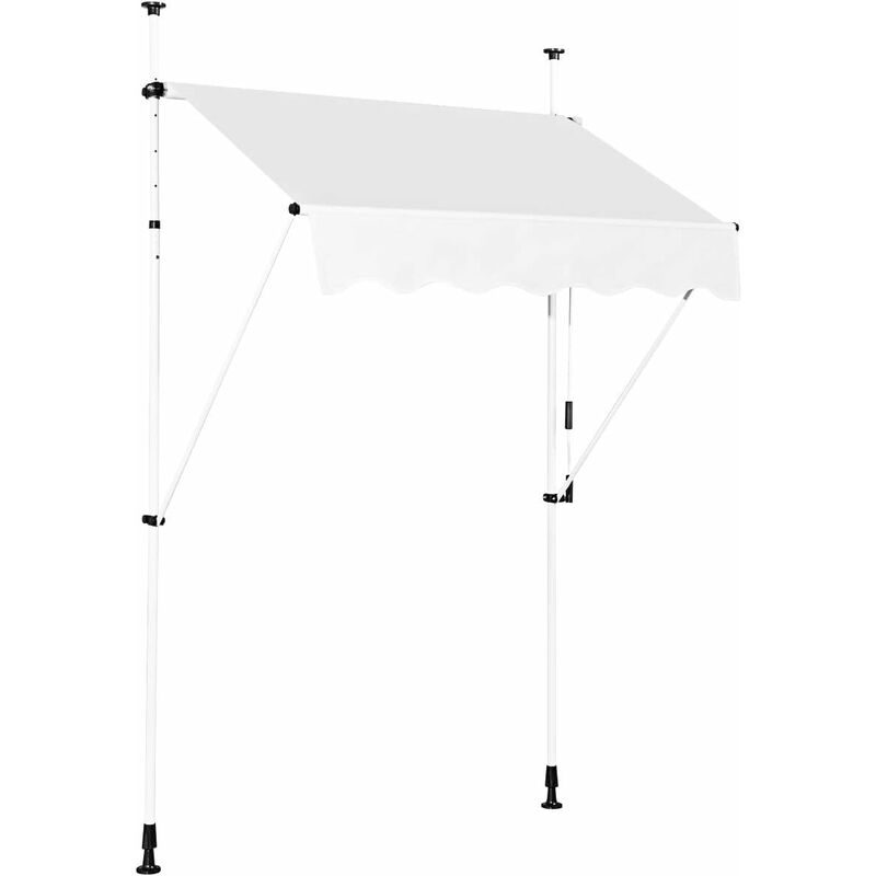 Store Banne Manuel Rétractable 1,5X1,2M en Aluminium,Auvent Banne de Balcon Rétractable,Hauteur Réglable,Beige - Goplus