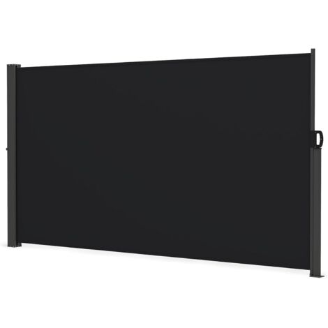 GOPLUS Store Banne Rétractable, Store Vertical Exterieur sans Percage, avec Cadre en Aluminium, Tissu Imperméable, Brise-Vue Pliable pour Jardin Balcon Piscine (3x1,6m)