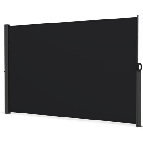 GOPLUS Store Banne Rétractable, Store Vertical Exterieur sans Percage, avec Cadre en Aluminium, Tissu Imperméable, Brise-Vue Pliable pour Jardin Balcon Piscine (3x1,8m)