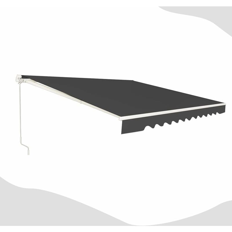 Store Banne Retractable, Auvent d'Abri Manuel en Aluminium et Tissu Resistant aux uv et a l'eau avec Manivelle et Angle Reglable 5-35°pour Balcon,