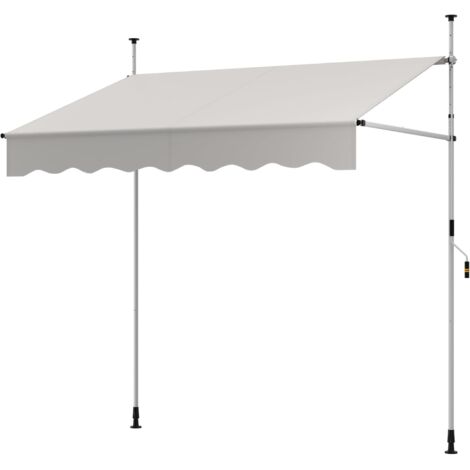 GOPLUS Store Banne sans Percage, Store Banne Manuel avec Hauteur et Angle Réglables, Manivelle Pratique, Cadre Métallique Robuste, Auvent Rétractable pour Terrasse Balcon (Blanc,4x2,3m)