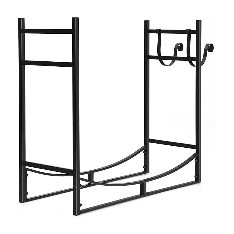 Goplus - Support à Bois de Chauffage de 83 cm, Support de Stockage de Bûches de Bois de Chauffage Intérieur et Extérieur, Noir