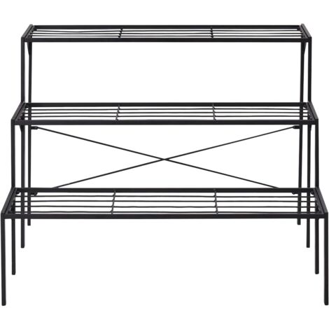 Goplus – Support à plantes en acier 3 niveaux – Fer traité anti-corrosion – Pour intérieur et extérieur – Étagère à fleurs robuste