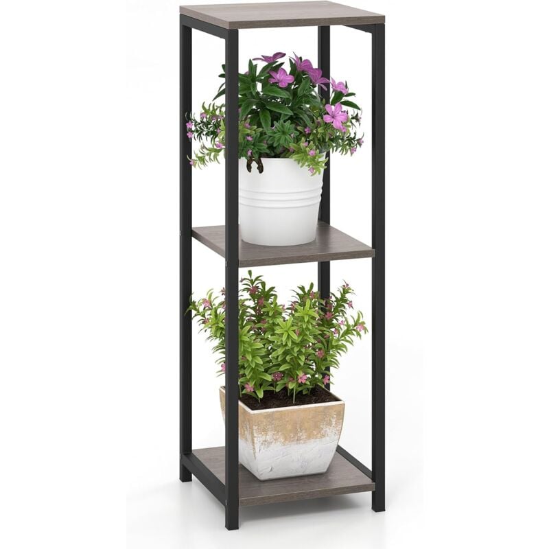 Support d'Angle pour Plantes à 3 Niveaux, Support pour Plantes Moderne, Kits Anti-basculement, Pieds de Support Robustes, Etagère de Pots de Fleurs