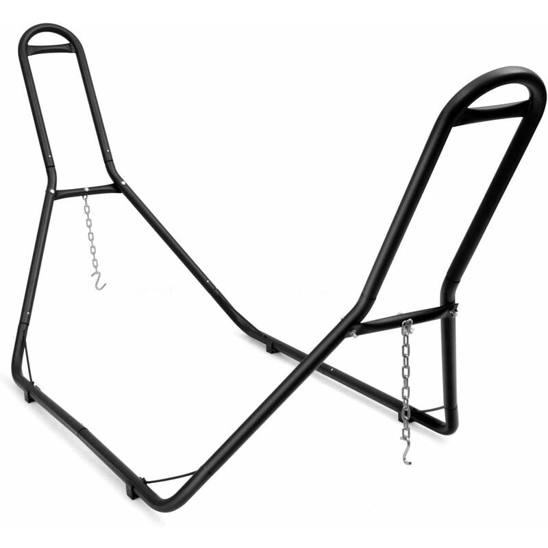 GOPLUS Support de Hamac, Lit Suspendu Robuste, Materiau en Metal d’Acier de Haute Qualite avec 2 Chaînes et Crochets en Forme de S, 276 x 97 x 122CM,