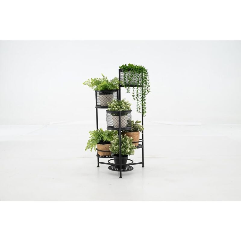 Support de Plante Métallique Pliable à 6 Niveaux, Support de Pot de Fleur Rotatif, pour Utilisation Intérieur et Extérieur, pour Salon, Terrasse,