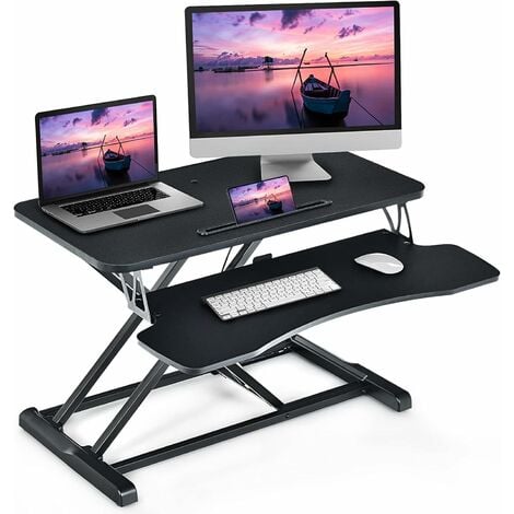 EASYCOMFORT Tavolino Porta PC con Altezza Regolabile e Ruote, Supporto per Computer  Portatile Inclinabile 58x34x72-90cm