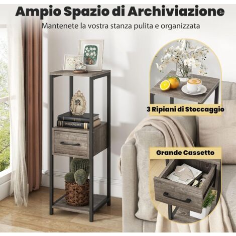 GOPLUS Supporto per Piante a 3 Livelli con Cassetto, Mensola Angolare Autonoma con Dispositivi Anti-ribaltamento, Struttura Robusta, Porta Vasi Quadrato per Spazi Ridotti, Capacità di carico 60 kg (1)