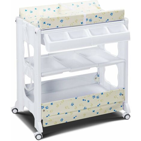 Table A Langer Avec Baignoire Et Rangements Vert Monsieur Bebe