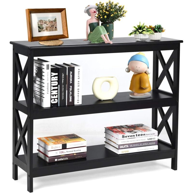 Goplus - Table Console a 3 Niveaux, Meuble d'Entree Etagere de Rangement a 3 Niveaux, 100X33X80 cm Meuble de Rangement Table de Rangement, pour