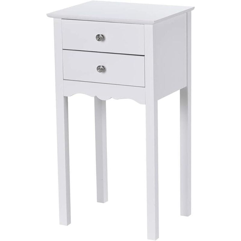 Goplus - Table Console avec 2 Tiroirs, Table de nuit en bois, Table de Chevet pour Chambre & Salon, 40 x 32,5 x 75 cm, Blanc