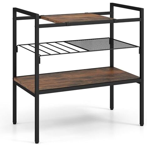 Goplus – Table console industrielle 3 niveaux – Panneau supérieur amovible – Étagère métallique détachable – Cadre en métal noir – Dimensions 60x33,5x61cm
