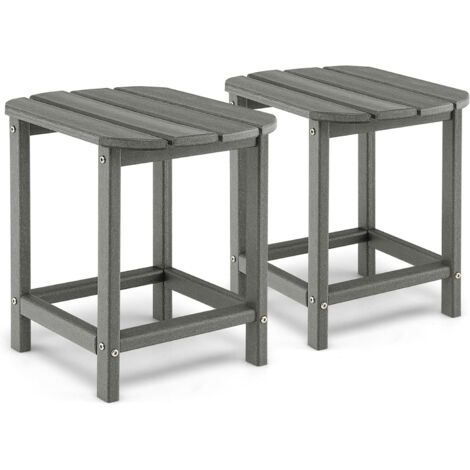 GOPLUS Table d'Appoint Jardin Exterieur en HDPE, Résistante aux Intempéries, Petite Table de Balcon avec Plateau en Lattes, pour Piscine Charge 91KG, 48 x 37 x 46 cm