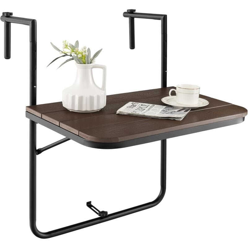 GOPLUS Table de Balcon Suspendue Pliable, Table Suspendue Réglable Hauteur Résistante aux Intempéries pour Balustrade Balcon, Table Suspendue de
