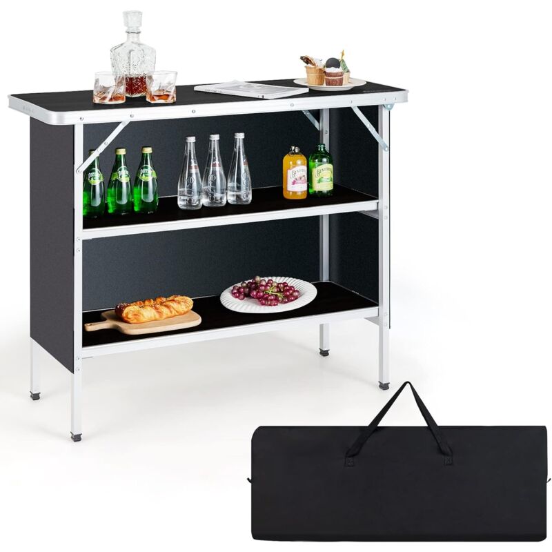 Goplus - Table de Camping Pliante pour Pique-Nique avec Rangement, Table Portable Légère en Aluminium avec Sac de Transport, Poste de Préparation des