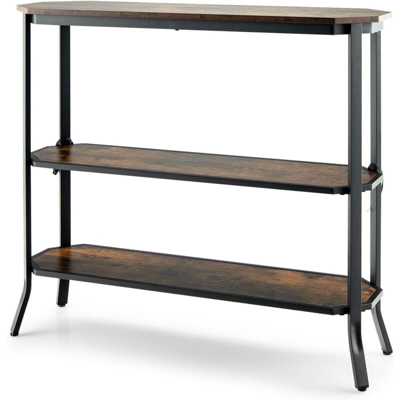Goplus - Table de canapé Console à 3 Niveaux, 30P x 100l x 91.5H, Table d'appoint Industrielle étroite avec Patins réglables et Dispositif
