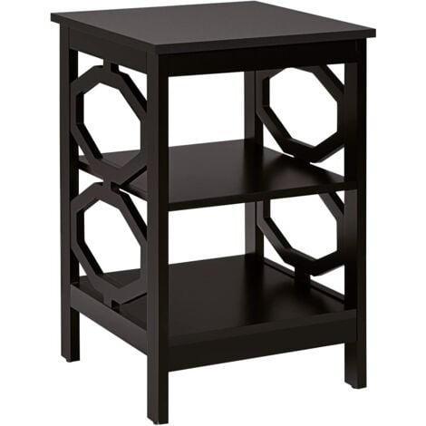 GOPLUS Table de Chevet Robuste avec 3 Étagères de Rangement Ouvertes, Table de Nuit Antidérapante Style Moderne, Idéal pour Chambre, Salon, Bureau, Charge Max 20KG, 40 x 40 x 61 CM