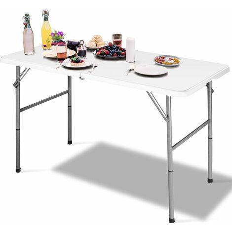 Goplus – Table pliante plastique 150 kg – HDPE et acier – Serrures renforcées – Pieds antidérapants – 122 x 61 x 72 cm – Pour événements extérieurs