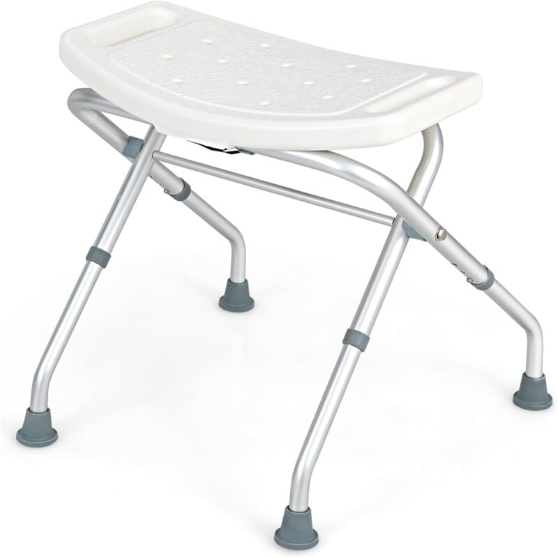Tabouret de Douche, Banc de Douche avec Poignées, Hauteur Réglable à 3 Niveaux, Chaise de Douche Pliable et Portable, Charge 150 kg, pour Personnes