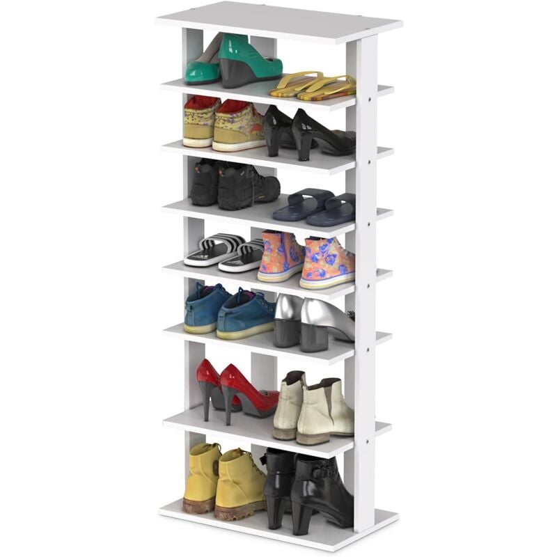 Goplus - Etagere a Chaussures 7 Niveaux, Meuble a Chaussures avec Base Carree Robuste, Porte-Chaussures pour Entree, Salon, Chambre, 45 x 25 x 110