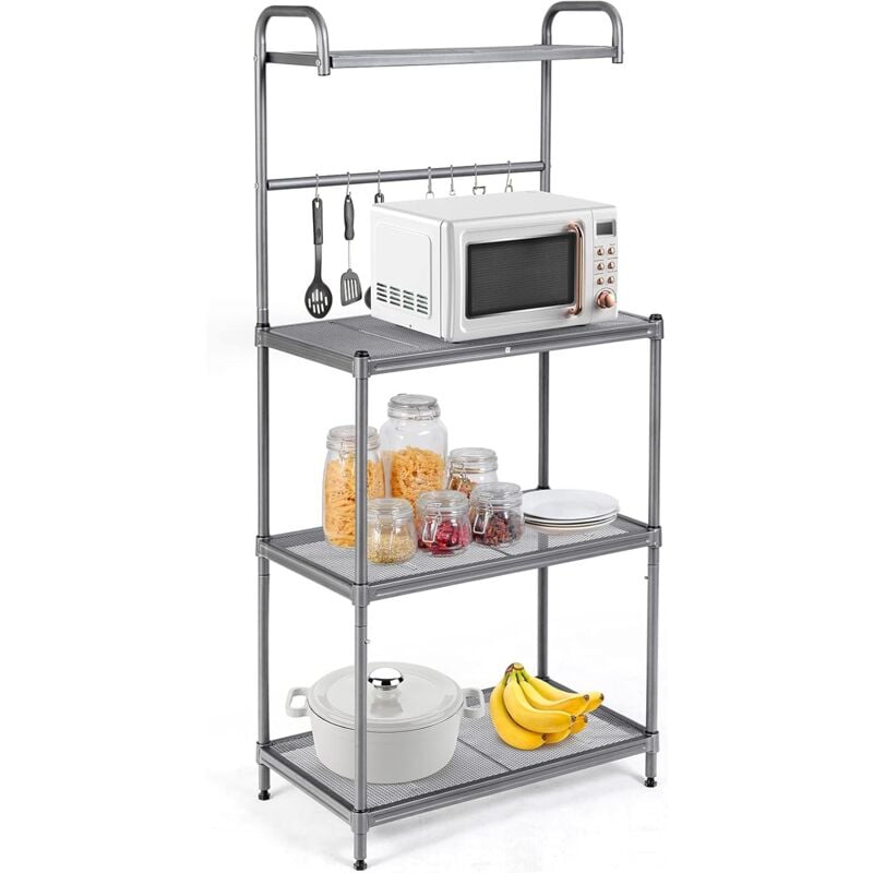 Goplus - tagère de Cuisine sur Pieds en Fer, Support de Rangement pour Four à Micro-Ondes de 4 Couches en Maille, Rack de Cuisine Métalliques, 34P x