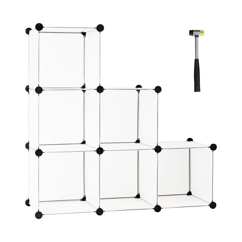 Goplus - tagère de Rangement 6 Cubes en Plastique,étagère de Rangement diy, Bricolées et Empilables,Blanc
