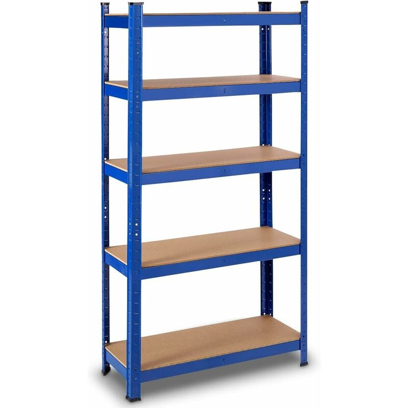 Etagere de Rangement avec 5 Etageres, pour Garage, Atelier, Divers Modeles, Charge Lourde en Fer et mdf, 75 x 30 x 150CM, Charge Mimale par