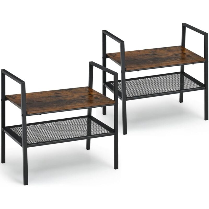 Goplus - Lot de 2 étagère de Rangement à 2 Niveaux, étagère à échelle Empilable à Style Industriel pour Salon, Chambre, Cuisine, Entrée, 54 x 32 x 52