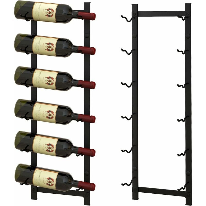 Goplus - tagère à Vin Murale pour 6 Bouteilles, Porte-Bouteilles Suspendu en Métal Antirouille,22 x 13,5 x 73 cm