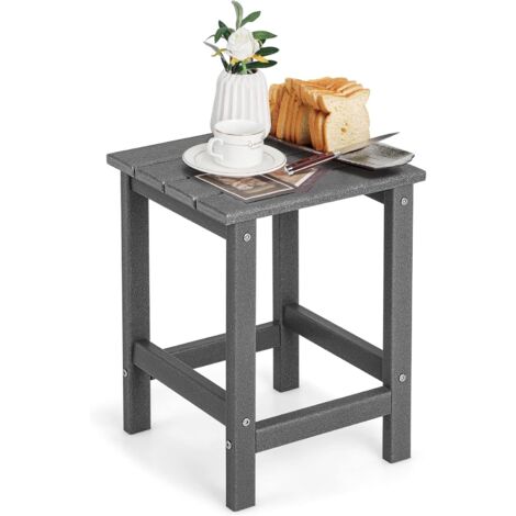 GOPLUS Tavolo Laterale Adirondack in HDPE Resistente alle Intemperie con Carico di 100 kg, Tavolino da Giardino Quadrato, per Patio, Terrazza e Cortile, 36 x 36 x 47 cm (GRIGIO)