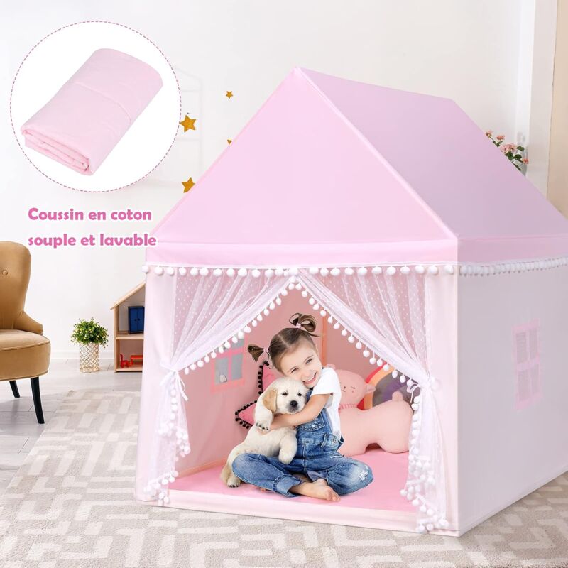 Tente de Jeu pour Enfants Interieur et Exterieur, Château de Jardin pour Garcons et Filles avec Tapis Epais, pour Noel et Anniversaire, 105 x 120 x