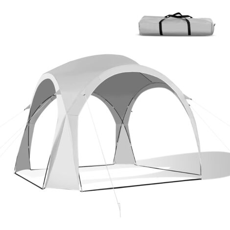GOPLUS Tente de Plage Portable Protection UPF 50+ avec Sac de Transport, 16 Piquets, 8 Cordes à Vent, Abri Solaire Extérieur pour Le Camping, la Plage, Le Jardin, 320 x 320 x 260 cm, Blanc