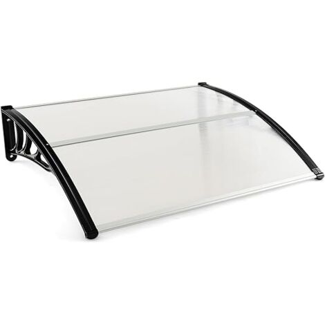 GOPLUS Tettoia per Porta, Protezione Solare, Tettoia per Finestra Resistente al Vento con Pannello a Doppio Strato Rivestito e Supporto in ABS(99.2 x 122 x 28 cm) (Nero, 99,2 x 122 x 28)
