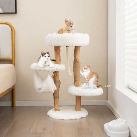 GOPLUS Tiragraffi per Gatti, 41 x 41 x 87 cm, Sisal, in Legno Massiccio, Ideale per Gatti Adulti (Stile 1)