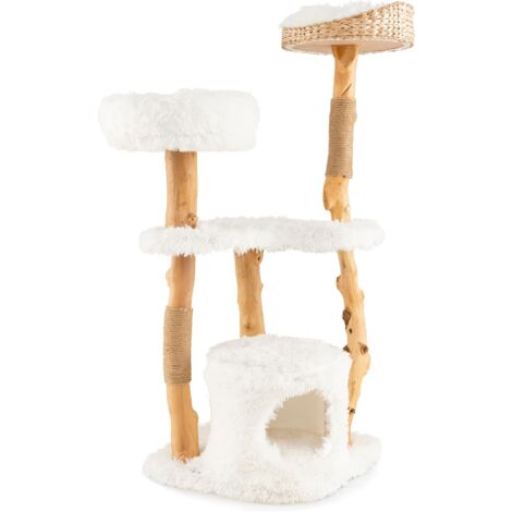 GOPLUS Tiragraffi per Gatti, 48 x 48 x 124 cm, Sisal, in Legno Massiccio, Ideale per Gatti Adulti (Stile 2)