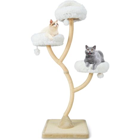 GOPLUS Tiragraffi per Gatti, 59 x 59 x 178 cm, Sisal, Ideale per Gatti Grandi Adulti (Stile 1 - Beige)