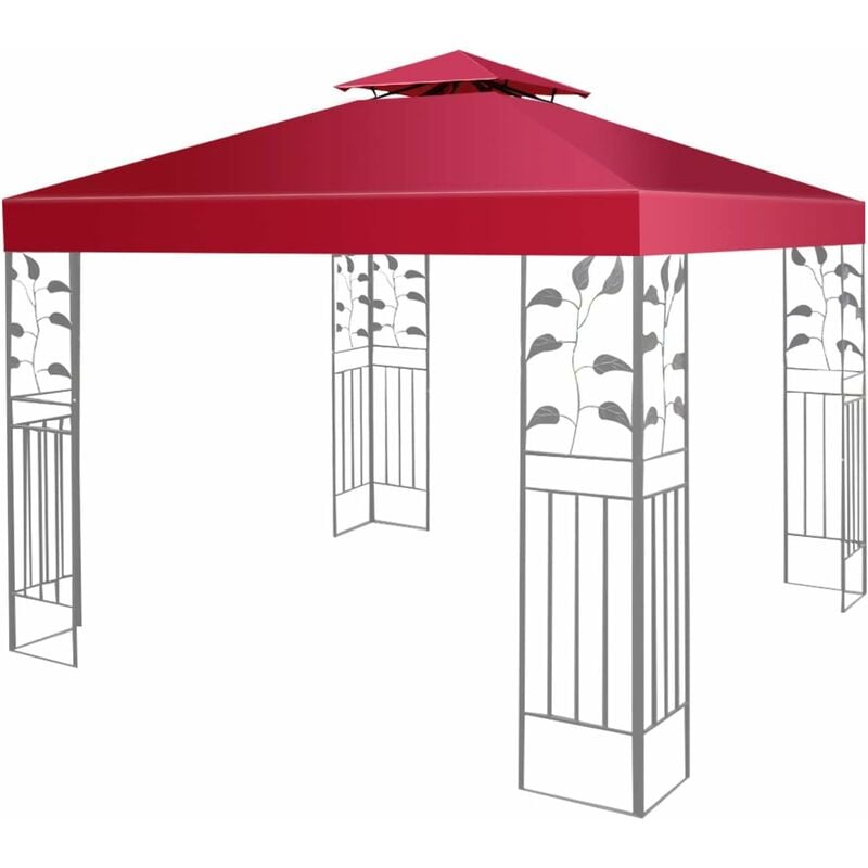 Toile de Rechange pour Pavillon Bâche pour Tonnelle Impermeable Bâche de Tente Fait en Polyester-3M x 3M-Rouge - Goplus
