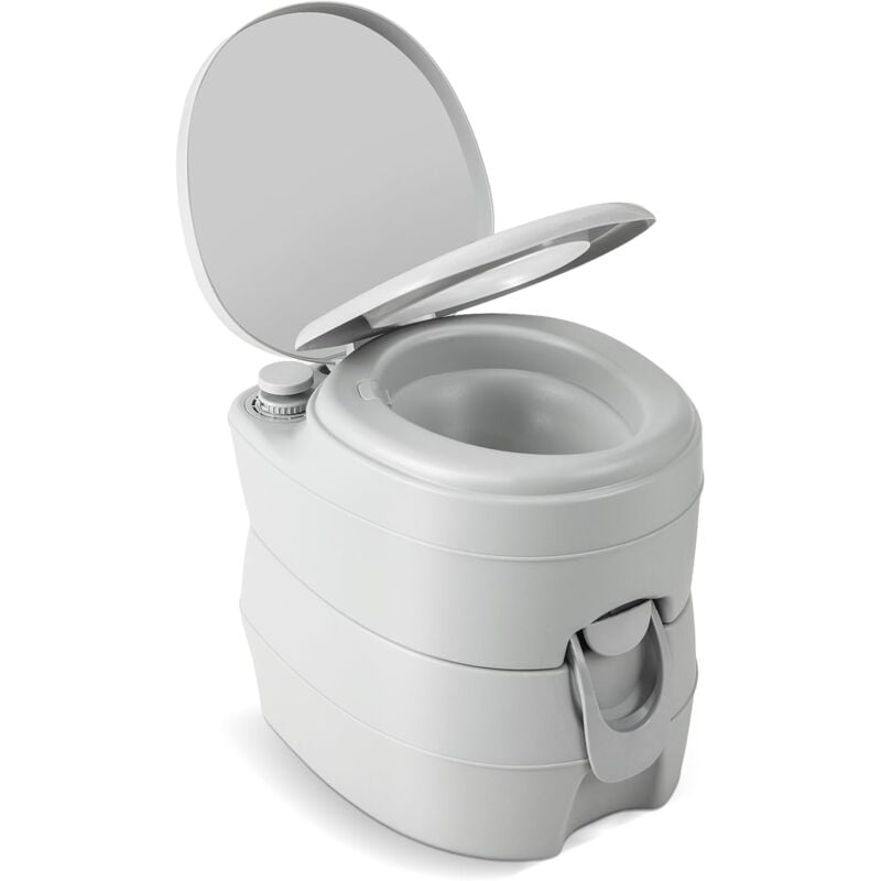Goplus - Toilettes Sèche Portable, Réservoir Eau 12L, Pompe de Chasse d'eau, Supporte 150kg, Compacte à Double Sortie