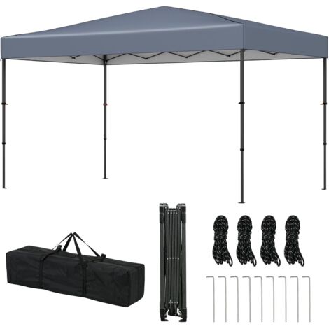 GOPLUS Tonnelle de Jardin Exterieur Impermeable Pliante, Tente de Réception avec Toit Argenté, Abri Solaire Réglable en Hauteur, Sac Transport (2,25x3,65MGris)